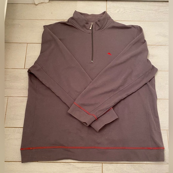 Tommy Bahama Men’s XL Grey 1/2 Zip Front Long Sleeve Top Vacation Fall Winter - Picture 6 of 10